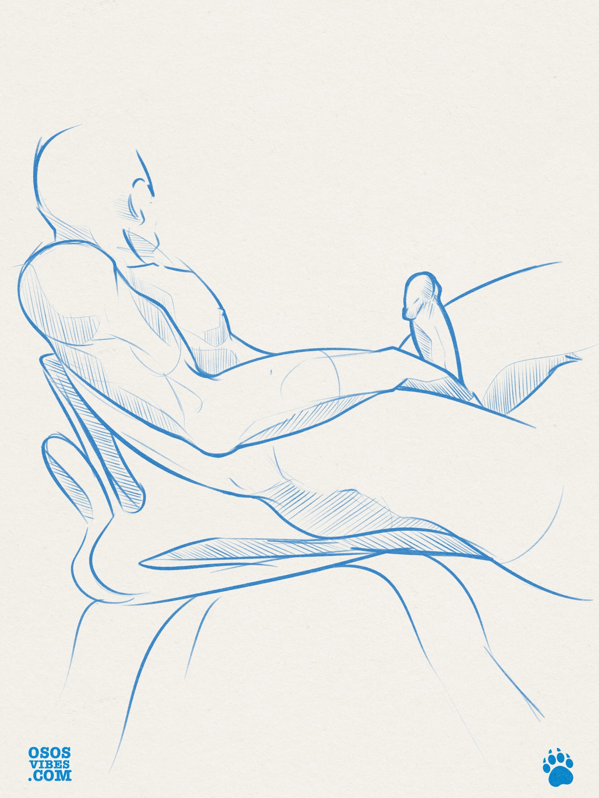 Sketch of a man sitting comfortably in a chair